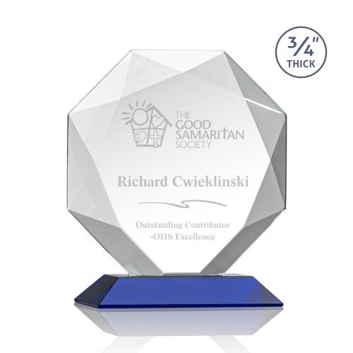 Awards and Trophies - Crystal Awards - Bradford Blue Polygon Crystal Award