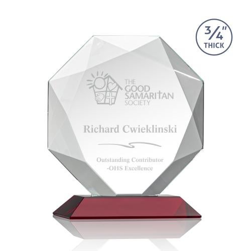 Awards and Trophies - Crystal Awards - Bradford Red Crystal Award