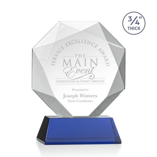 Awards and Trophies - Crystal Awards - Bradford Blue on Newhaven Base Crystal Award