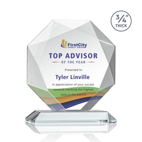 Awards and Trophies - Crystal Awards - Bradford Full Color Starfire Polygon Crystal Award