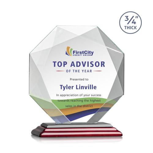 Awards and Trophies - Crystal Awards - Bradford Full Color Rosewood Polygon Crystal Award