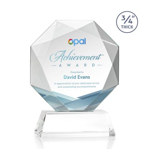 Awards and Trophies - Crystal Awards - Bradford Full Color Starfire on Newhaven Base Polygon Crystal Award