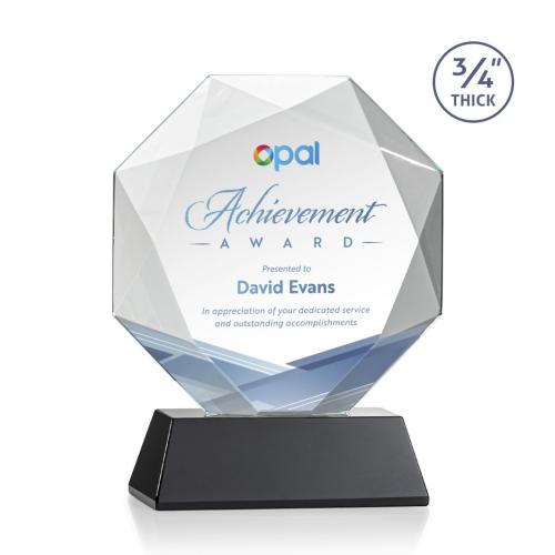Awards and Trophies - Crystal Awards - Bradford Full Color Black on Newhaven Base Polygon Crystal Award
