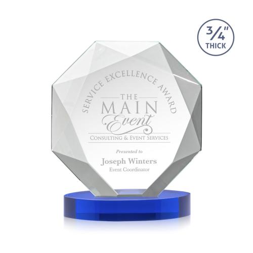 Awards and Trophies - Crystal Awards - Bradford Blue on Alberton Base Polygon Crystal Award