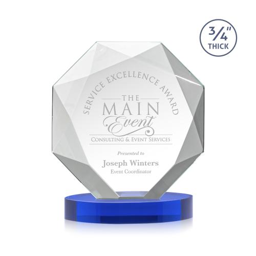 Awards and Trophies - Crystal Awards - Bradford Blue on Alberton Base Polygon Crystal Award