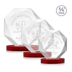 Bradford Red on Alberton Base Polygon Crystal Award - Colored Crystal Awards