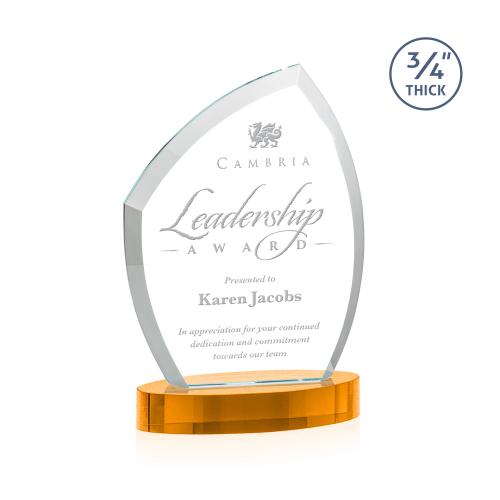 Awards and Trophies - Crystal Awards - Daltry Amber on Alberton Base Unique Crystal Award