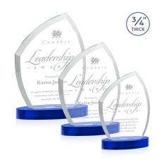 Daltry Blue on Alberton Base Unique Crystal Award - Colored Crystal Awards