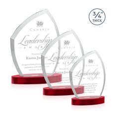 Daltry Red on Alberton Base Unique Crystal Award - Crystal Awards