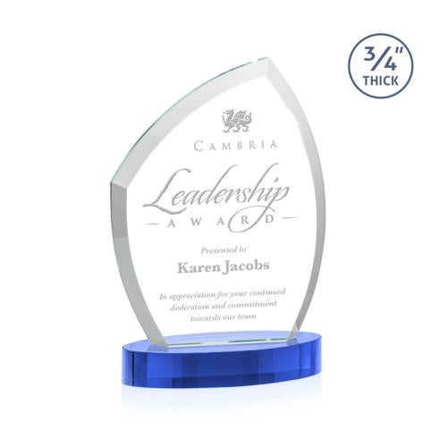 Awards and Trophies - Crystal Awards - Daltry Sky Blue on Alberton Base Unique Crystal Award