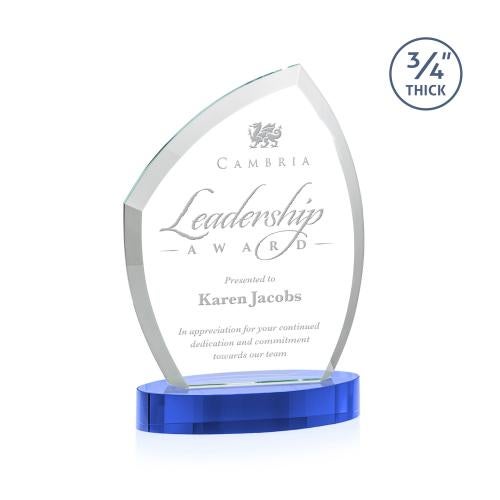 Awards and Trophies - Crystal Awards - Daltry Sky Blue on Alberton Base Unique Crystal Award