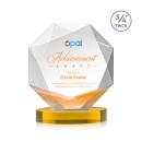 Bradford Full Color Amber on Alberton Base Polygon Crystal Award