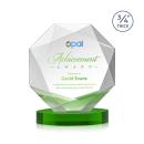 Bradford Full Color Green on Alberton Base Polygon Crystal Award
