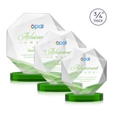 Bradford Full Color Green on Alberton Base Polygon Crystal Award - Awards and Trophies