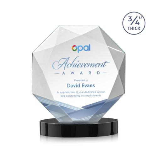 Awards and Trophies - Crystal Awards - Bradford Full Color Black on Alberton Base Polygon Crystal Award