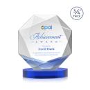 Bradford Full Color Blue on Alberton Base Polygon Crystal Award