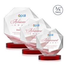 Bradford Full Color Red on Alberton Base Polygon Crystal Award - Awards and Trophies