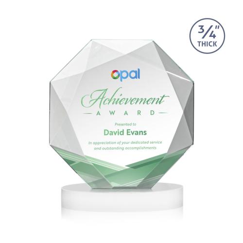 Awards and Trophies - Crystal Awards - Bradford Full Color White on Alberton Base Polygon Crystal Award