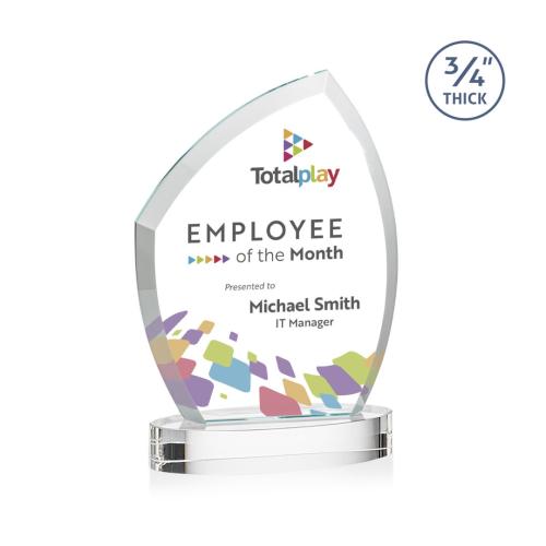 Awards and Trophies - Crystal Awards - Daltry Full Color Clear on Alberton Base Unique Crystal Award