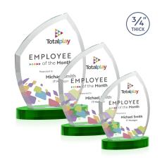 Daltry Full Color Green on Alberton Base Unique Crystal Award - Awards and Trophies