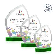 Daltry Full Color Green on Alberton Base Unique Crystal Award - Colored Crystal Awards