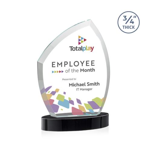 Awards and Trophies - Crystal Awards - Daltry Full Color Black on Alberton Base Unique Crystal Award