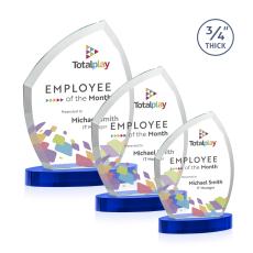 Daltry Full Color Blue on Alberton Base Unique Crystal Award - Awards and Trophies