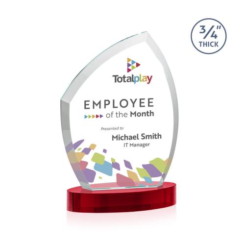 Awards and Trophies - Crystal Awards - Daltry Full Color Red on Alberton Base Unique Crystal Award