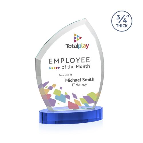 Awards and Trophies - Crystal Awards - Daltry Full Color Sky Blue on Alberton Base Unique Crystal Award