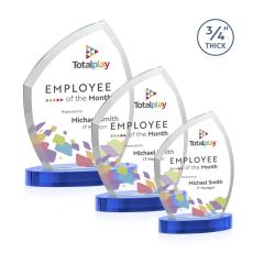 Daltry Full Color Sky Blue on Alberton Base Unique Crystal Award - Crystal Awards