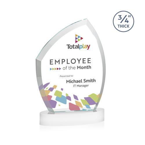 Awards and Trophies - Crystal Awards - Daltry Full Color White on Alberton Base Unique Crystal Award