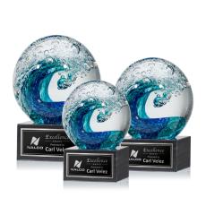 Employee Gifts - Surfside Globe on Square Marble Glass Award