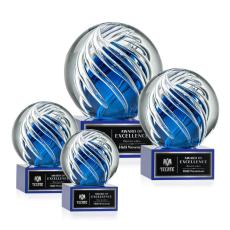 Genista Blue on Hancock Base Globe Glass Award - Crystal Awards