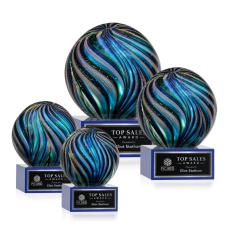 Malton Blue on Hancock Base Globe Glass Award - Art Glass Awards