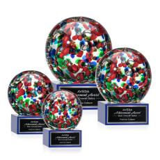 Fantasia Blue on Hancock Base Globe Glass Award - Glass Awards
