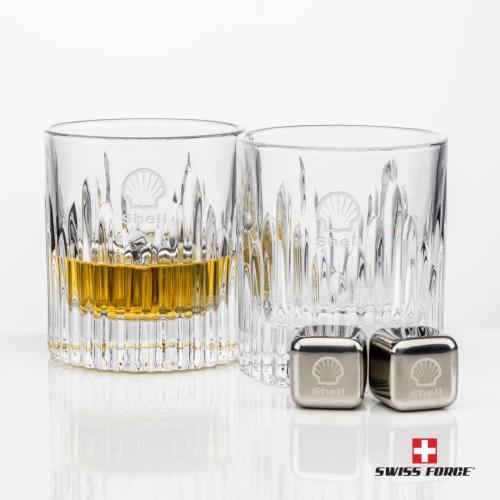 Corporate Gifts - Barware - Gift Sets - Swiss Force® S/S Ice Cubes & 2 Caldari OTR