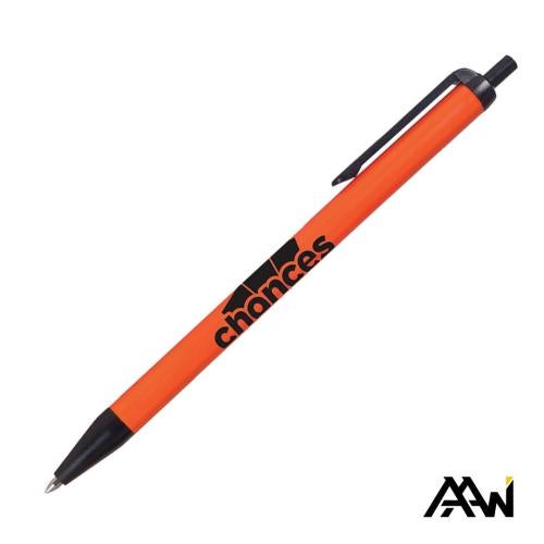 Promotional Products - Writing Instruments - Plastic Pens - Value Slim Pen w/Glossy Colored Barrel - Matte Black Accent