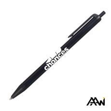 Value Slim Pen w/Glossy Colored Barrel - Matte Black Accent - Plastic Pens