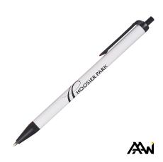 Value Slim Pen w/Glossy White Barrel - Matte Colored Accent - Writing Instruments