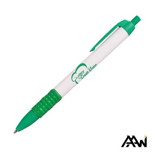 Promotional Products - Writing Instruments - Plastic Pens - Widebody Grip Pen Glossy White Barrel - Matte