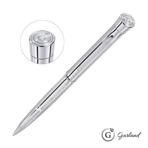 Promotional Products - Writing Instruments - Metal Pens - Garland® Signature Emblem Twist Ballpoint Pen - Chrome