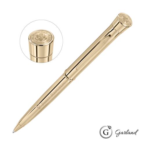 Promotional Products - Writing Instruments - Metal Pens - Garland® Signature Custom Emblem Twist Ballpoint Pen - Gold