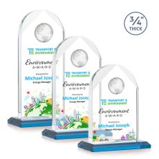 Blake Full Color Sky Blue Globe Crystal Award - Crystal Awards