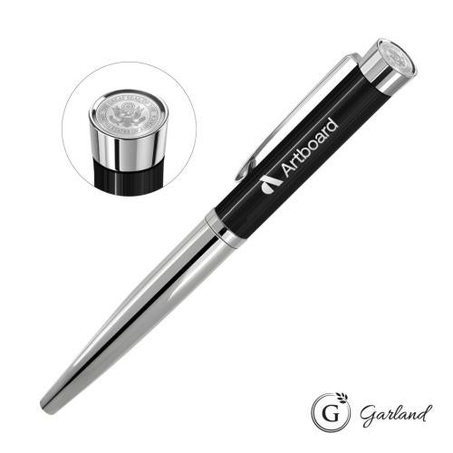Promotional Products - Writing Instruments - Metal Pens - Garland® Executive Cust Emblem Monogram Rollerball Chrome