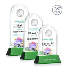 Blake Full Color Green on Newhaven Globe Crystal Award - Crystal Awards