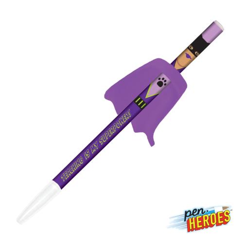 Promotional Products - Writing Instruments - Plastic Pens - Pen Heroes™ Superhero Series Female w/Cape Pen