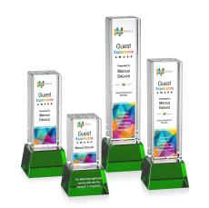 Robson Full Color Green on Base Towers Crystal Award - Awards and Trophies