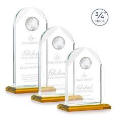 Blake Amber Globe Crystal Award - Crystal Awards