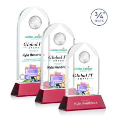 Blake Full Color Red on Newhaven Globe Crystal Award - Awards and Trophies