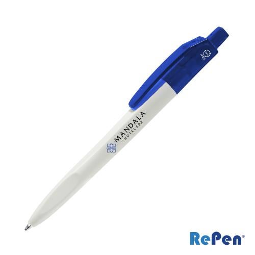 Promotional Products - Writing Instruments - Plastic Pens - RePen&reg; Squared White w/Translucent Clicker rPET Pen
